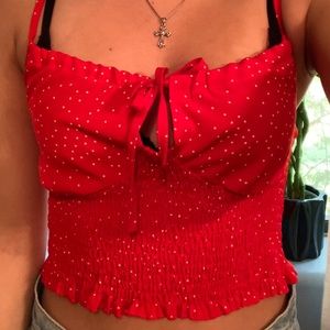 adorable red polka dot crop top